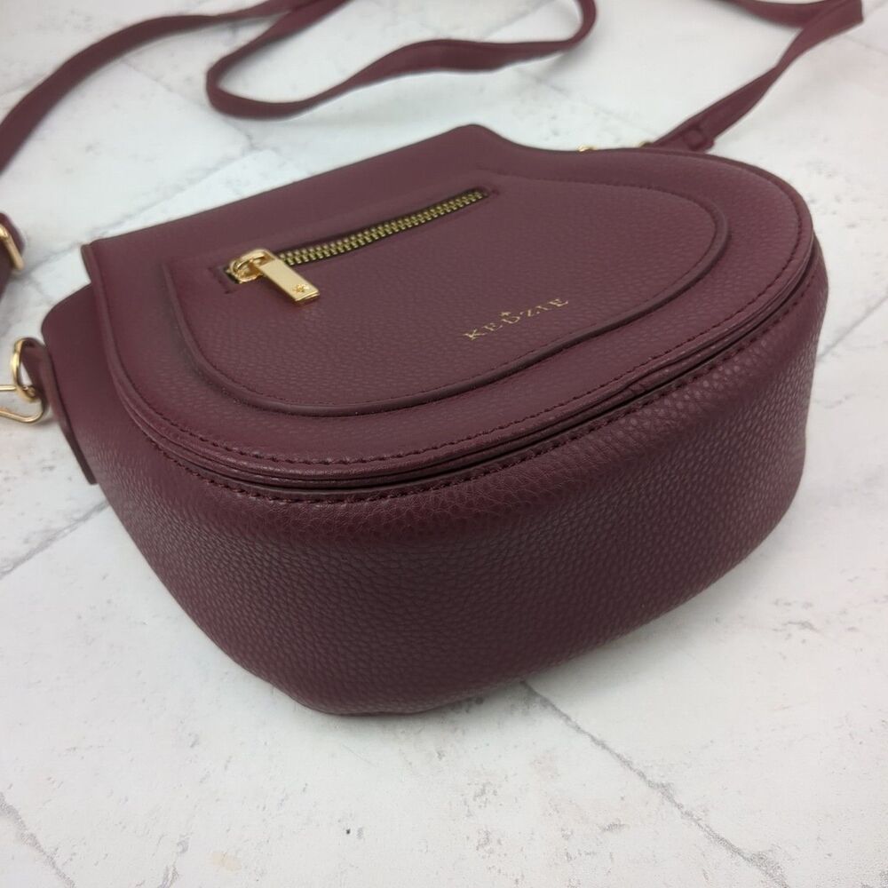 Kedzie Camden Mini Messenger Crossbody Bag Vegan Leather Purse Wine Burgundy - Picture 5 of 11